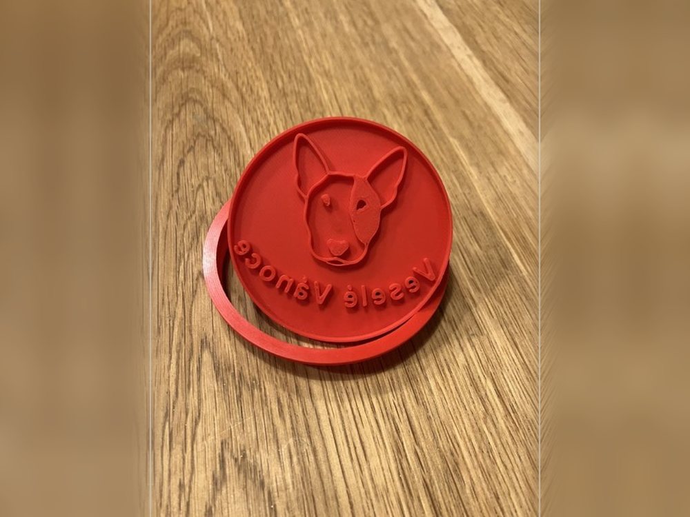 Vánoční baňka Bullterrier - Veselé Vánoce (hlava s monoklem