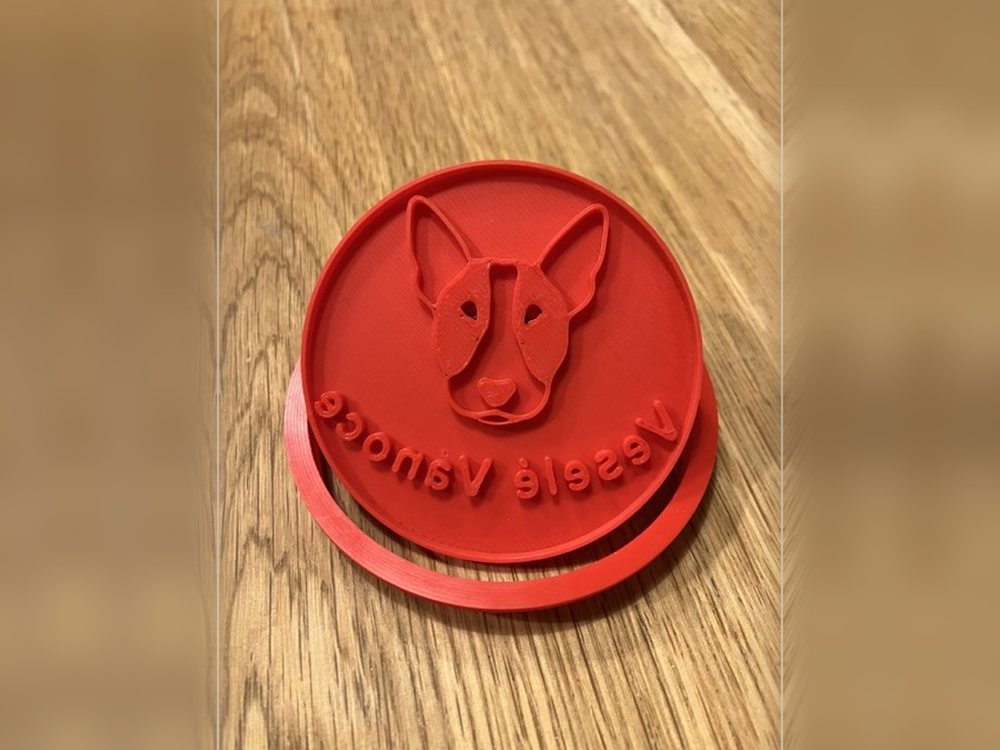 Vánoční baňka Bullterrier - Veselé Vánoce (dva monokly)
